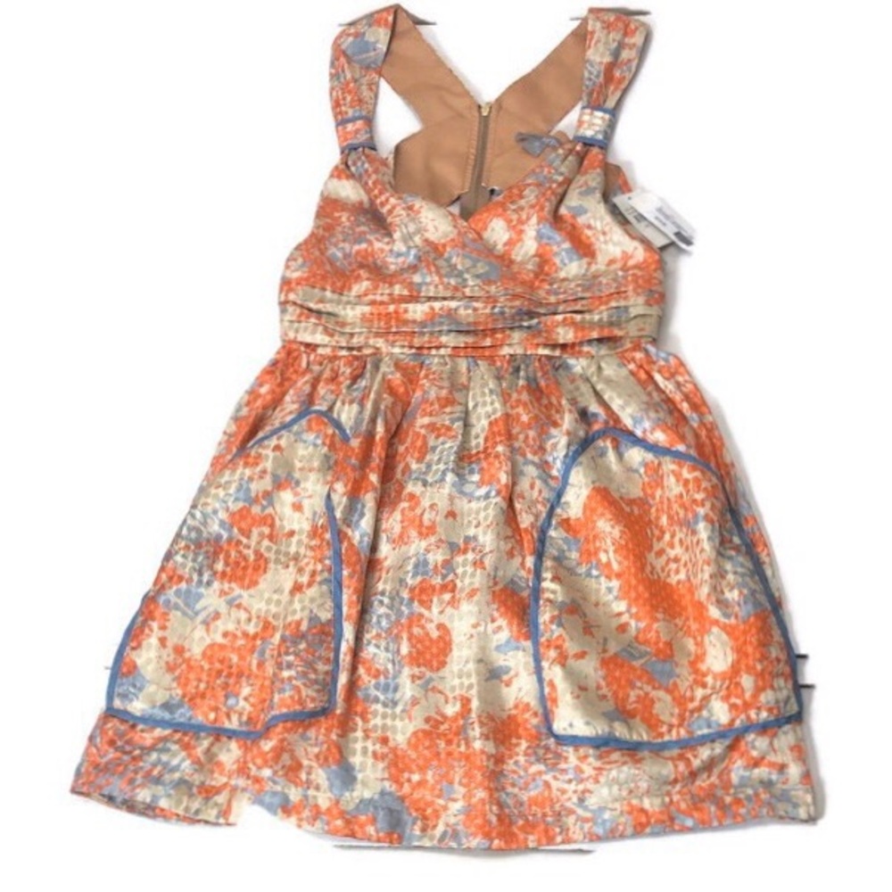 Hype silk dress floral back cut out size 6 NWT